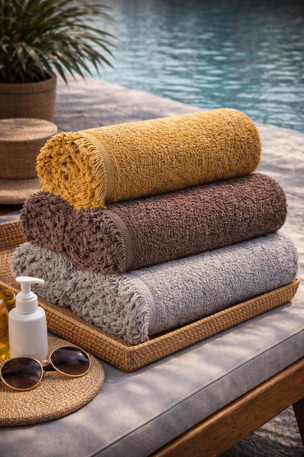 Πετσέτα πισίνας- σπα με κρόσσια