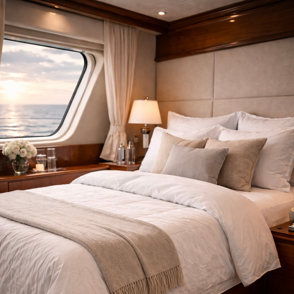 Luxury bed styling for yachts – tips από τη Crist Linen