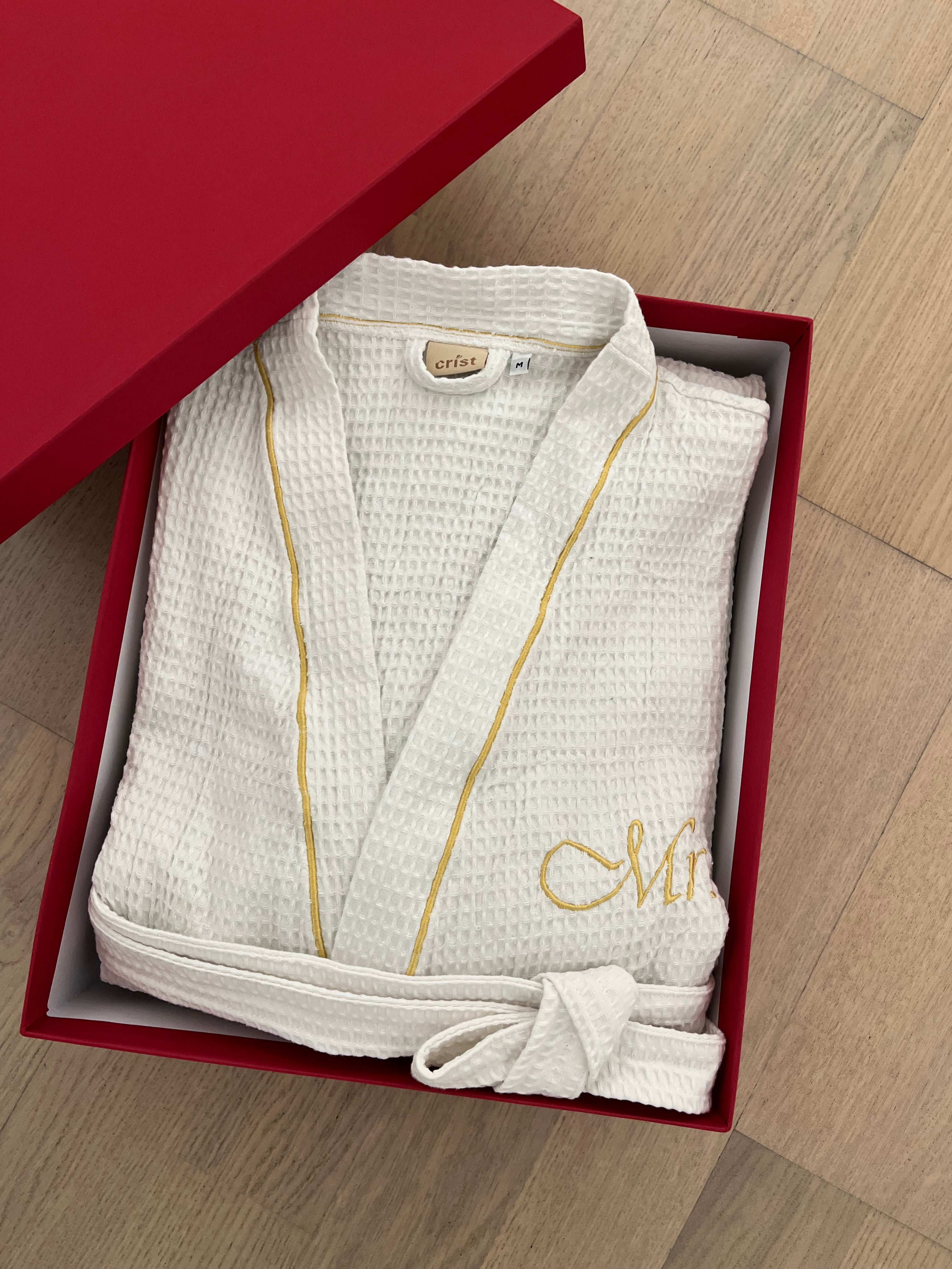 Mr &amp; Mrs Pique Bathrobe