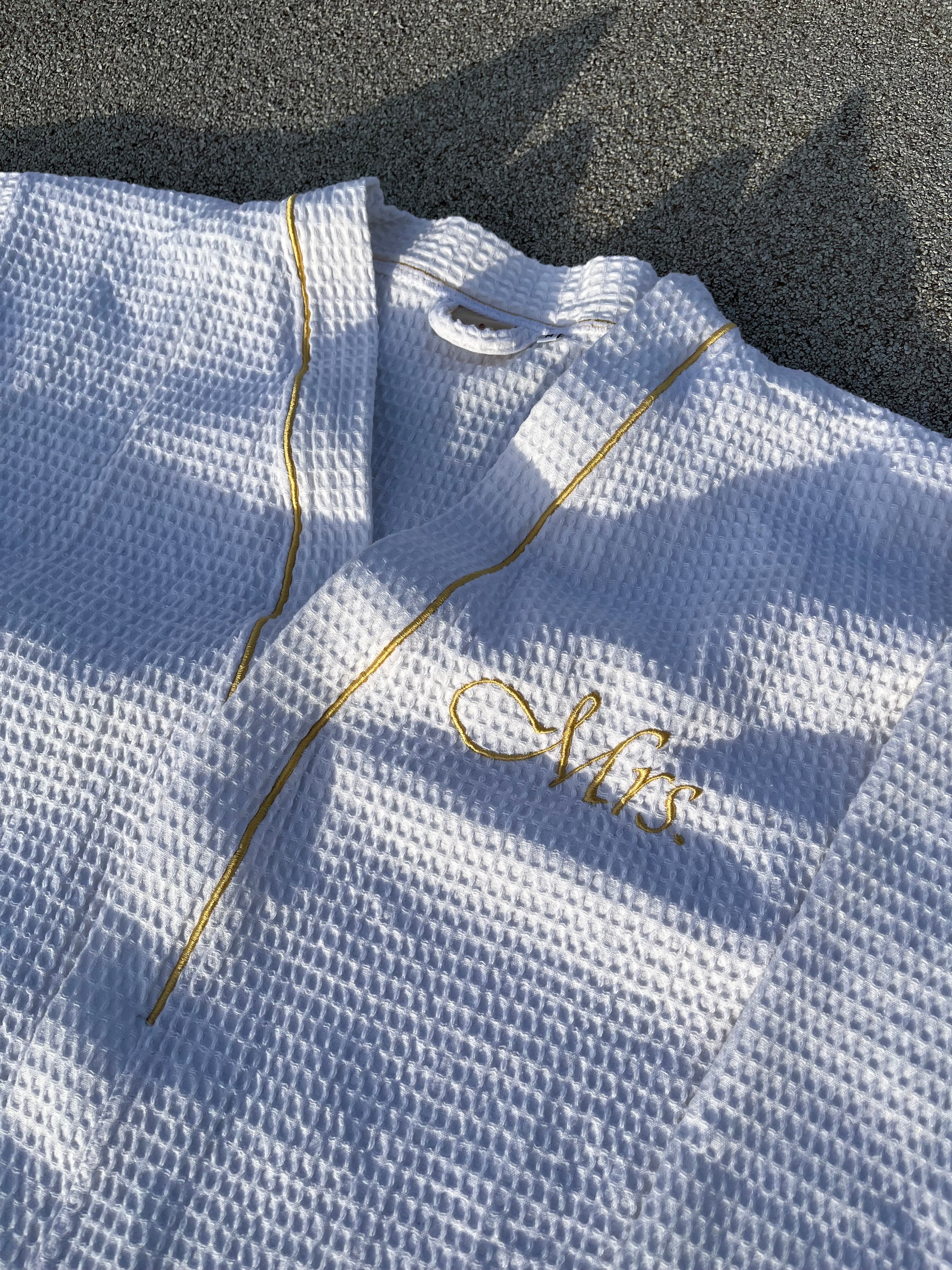 Mr &amp; Mrs Pique Bathrobe