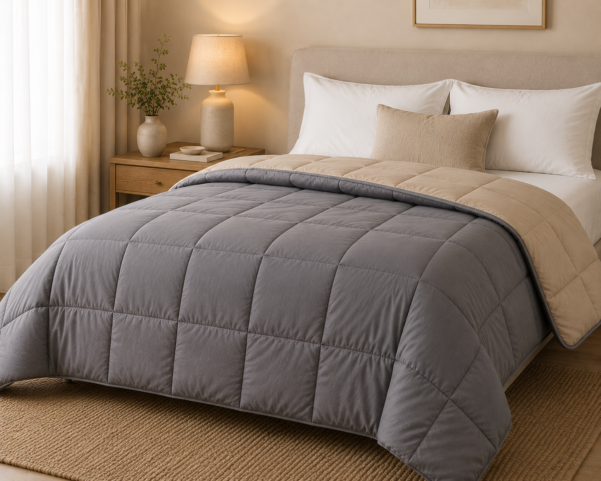 Πάπλωμα Microfiber διπλής όψης γκρι/μπεζ
