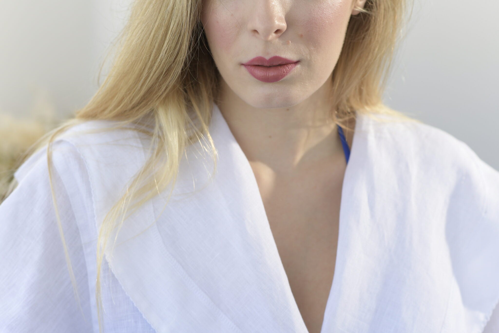 Λινό κρουαζέ μπουρνούζι με κροκέτ