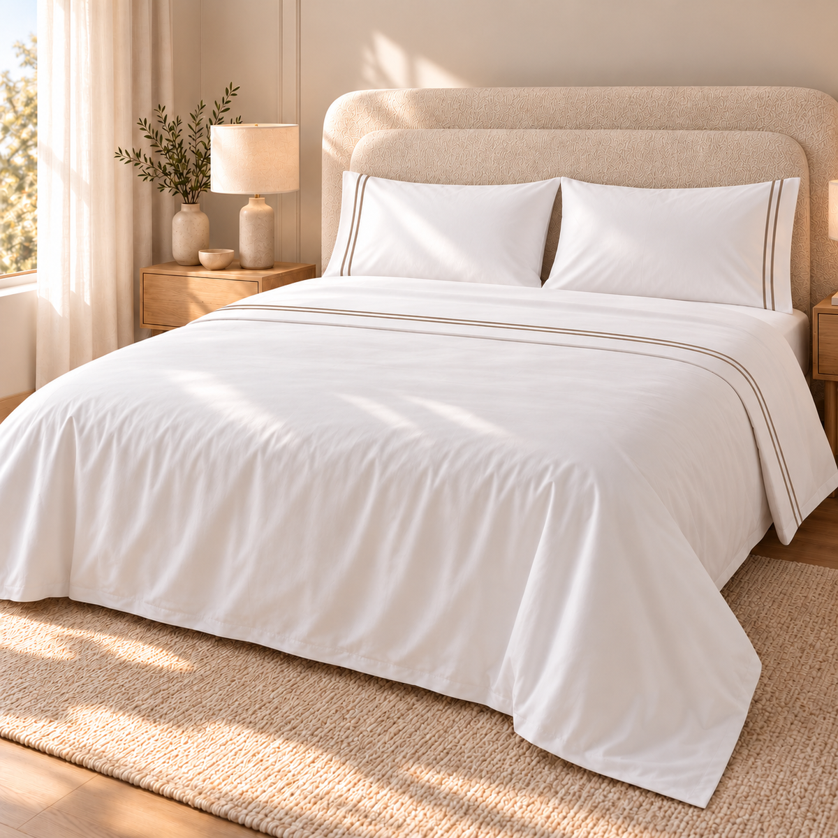 Σετ Σεντονιών Royalty Beige 300 TC με Κέντημα – lifestyle εικόνα
