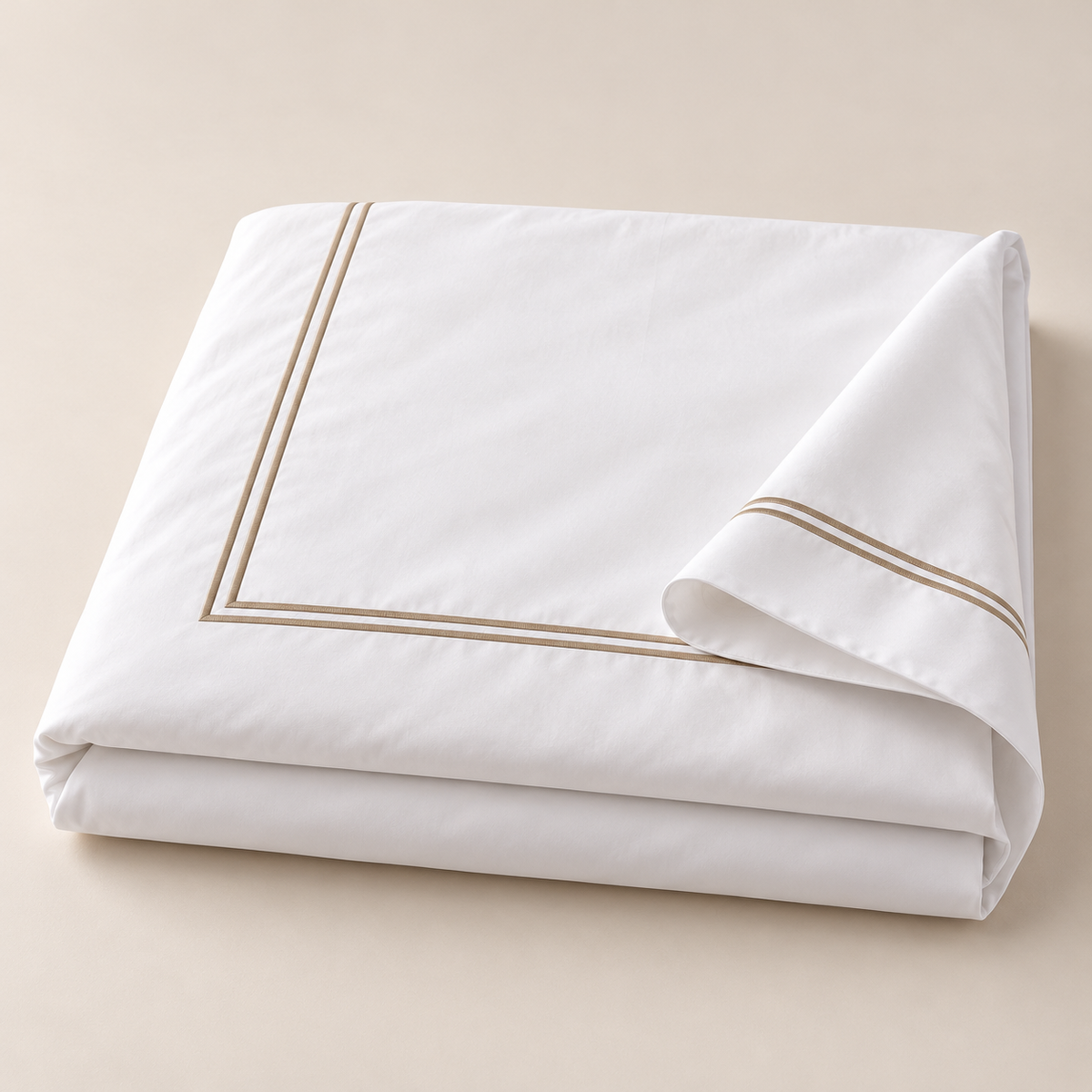 Σετ Παπλωματοθήκης Royalty Beige 300 TC με Κέντημα — διπλωμένο προϊόν, πρώτη φωτογραφία