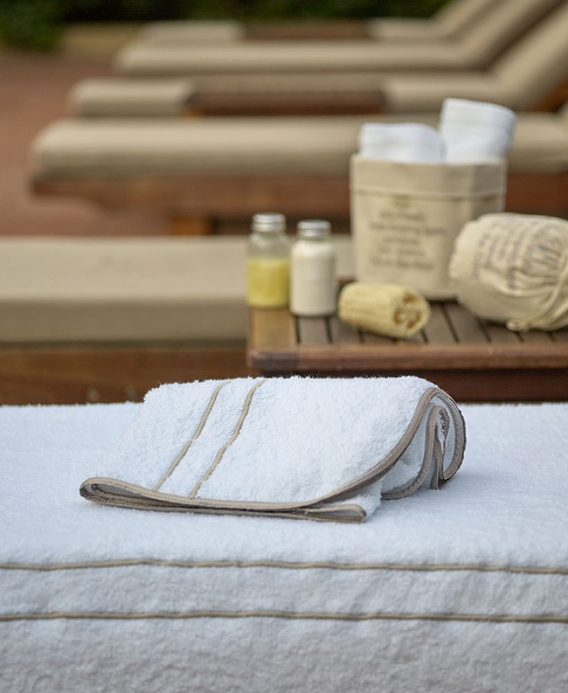 Linen products on a sun lounger
